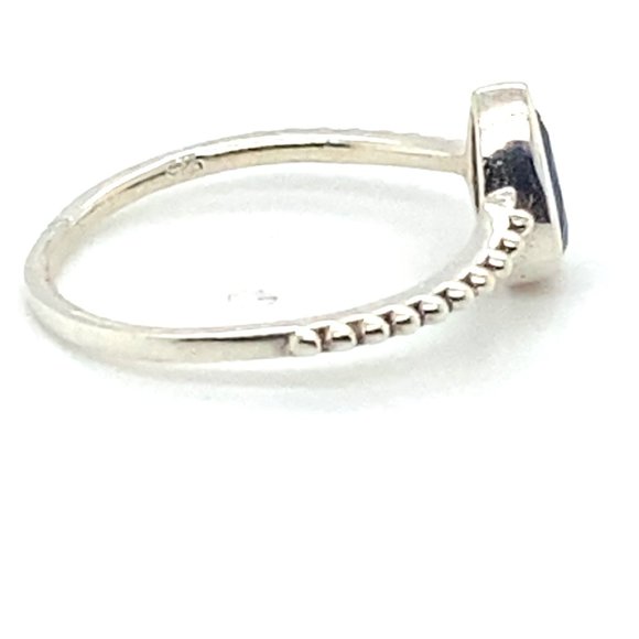 Blue Sapphire .87ct Platinum Finish Solid 925 Sterling Silver Ring - Picture 5 of 8